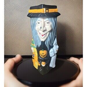 Good Witch Bad Witch Candle Stick Holder Vintage HALLOWEEN GHOST WITCH Pumpkin